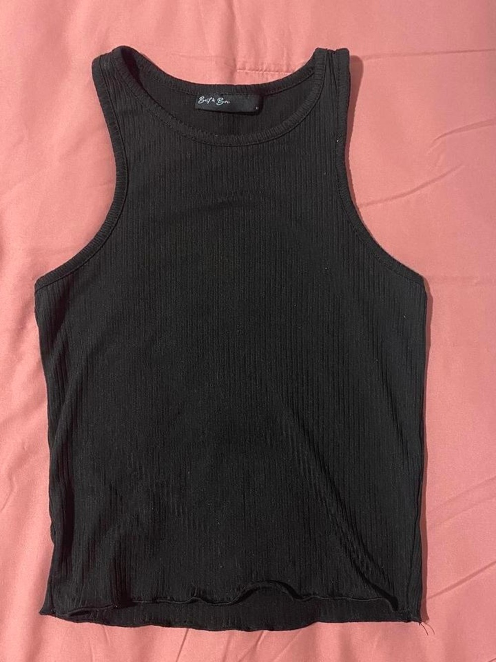 Black Ribbed Tank Top - Racerback Style